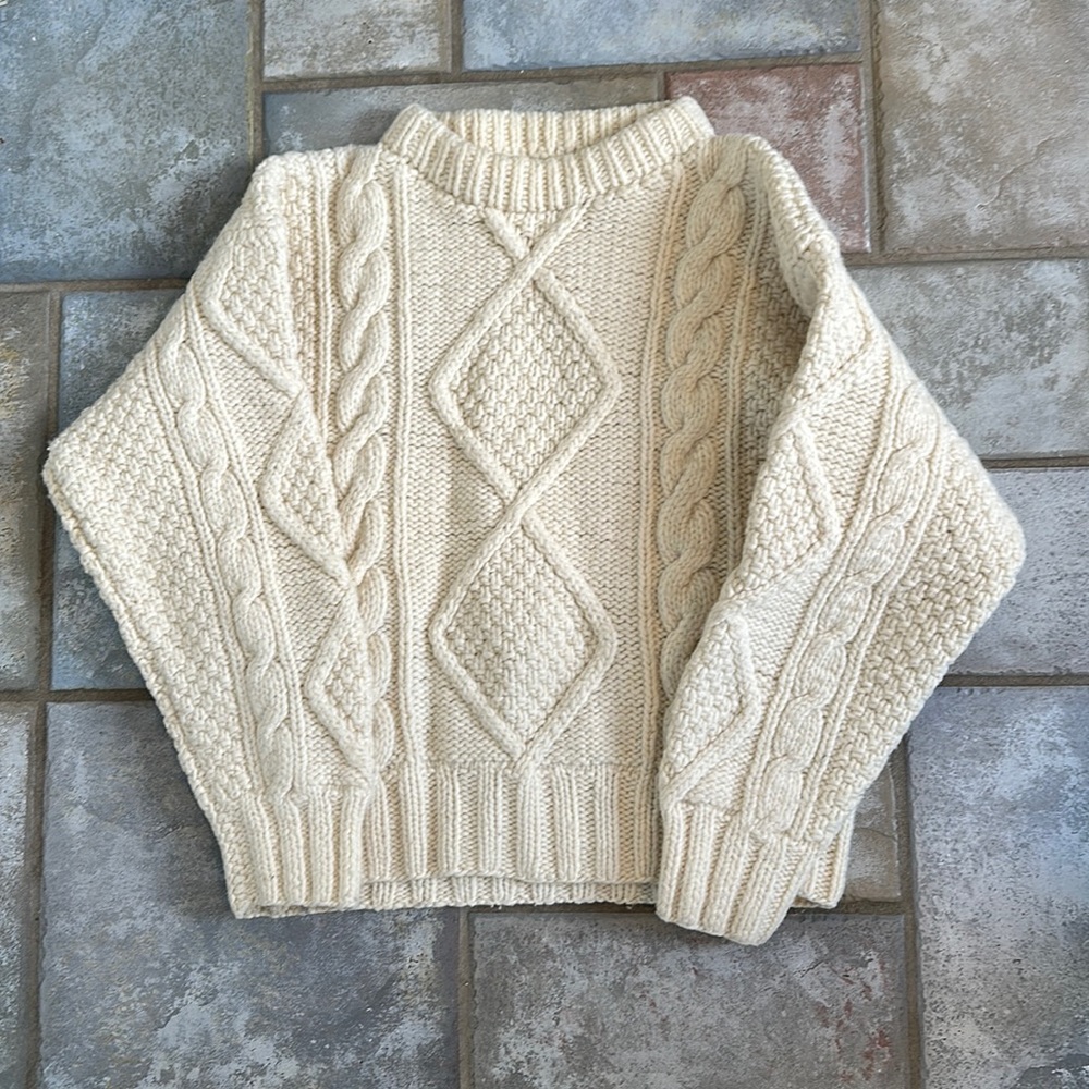 Aran Style Knit Wool Sweater s/m